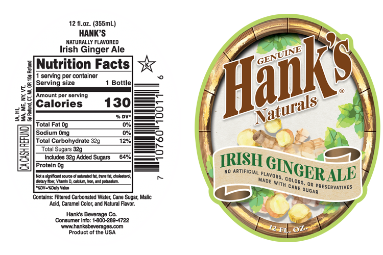 New! Hank's Naturals Irish Ginger Ale