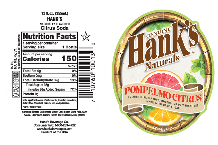 New! Hank's Naturals Pompelmo Citrus